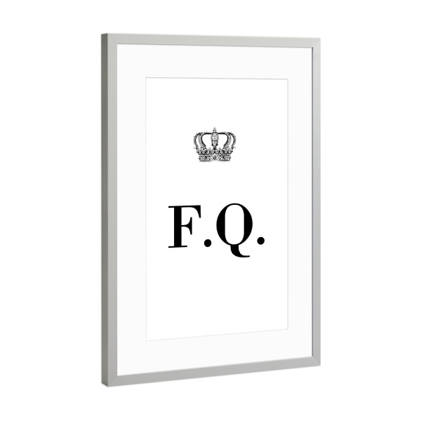 Poster mit Rahmen Silber "King FQ" artboxONE - Schwarzweiß,Buchstaben
