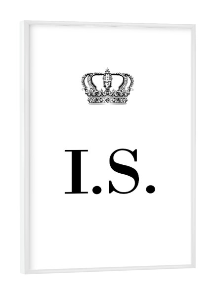 Poster mit weißem Rahmen "King IS" artboxONE - Schwarzweiß,Buchstaben