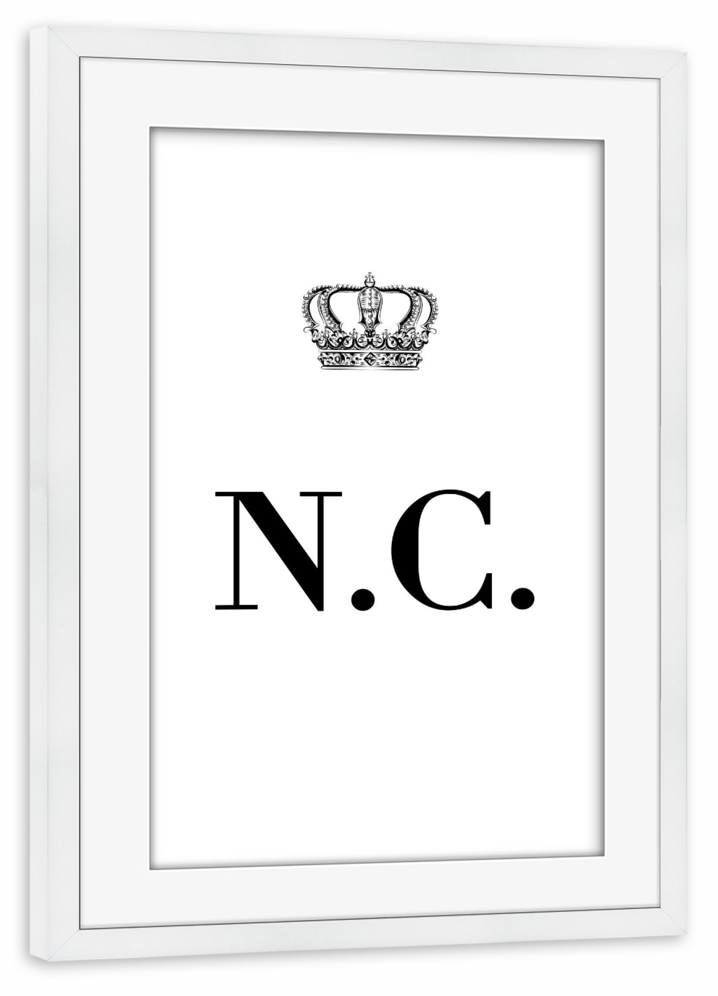 Poster mit Rahmen weiß "King NC" artboxONE - Schwarzweiß,Buchstaben