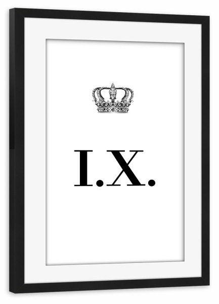 Poster mit Rahmen schwarz "King IX" artboxONE - Schwarzweiß,Buchstaben