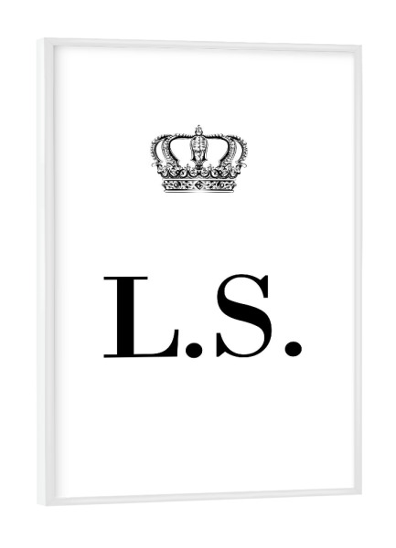 Poster mit weißem Rahmen "King LS" artboxONE - Schwarzweiß,Buchstaben