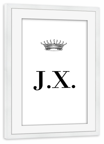 Poster mit Rahmen weiß "Queen JX" artboxONE - Schwarzweiß,Buchstaben