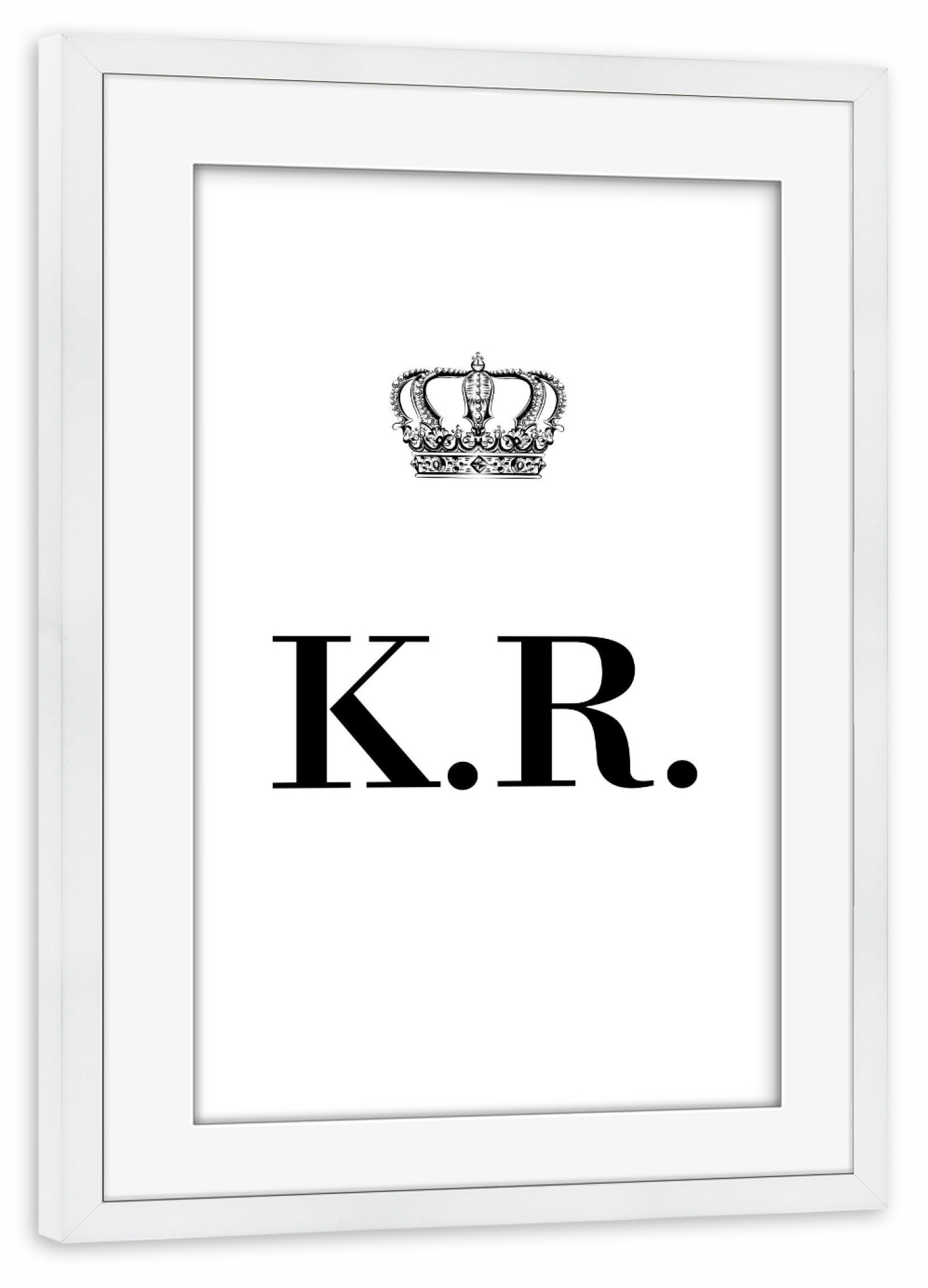 Poster mit Rahmen weiß "King KR" artboxONE - Schwarzweiß,Buchstaben