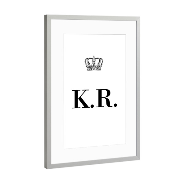 Poster mit Rahmen Silber "King KR" artboxONE - Schwarzweiß,Buchstaben
