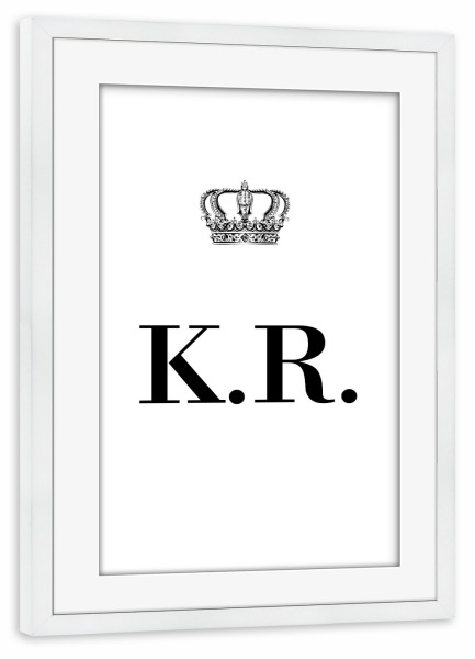 Poster mit Rahmen weiß "King KR" artboxONE - Schwarzweiß,Buchstaben
