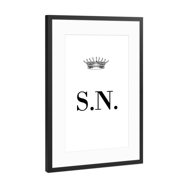 Poster mit Rahmen Schwarz (Metallic) "Queen SN" artboxONE - Schwarzweiß,Buchstaben