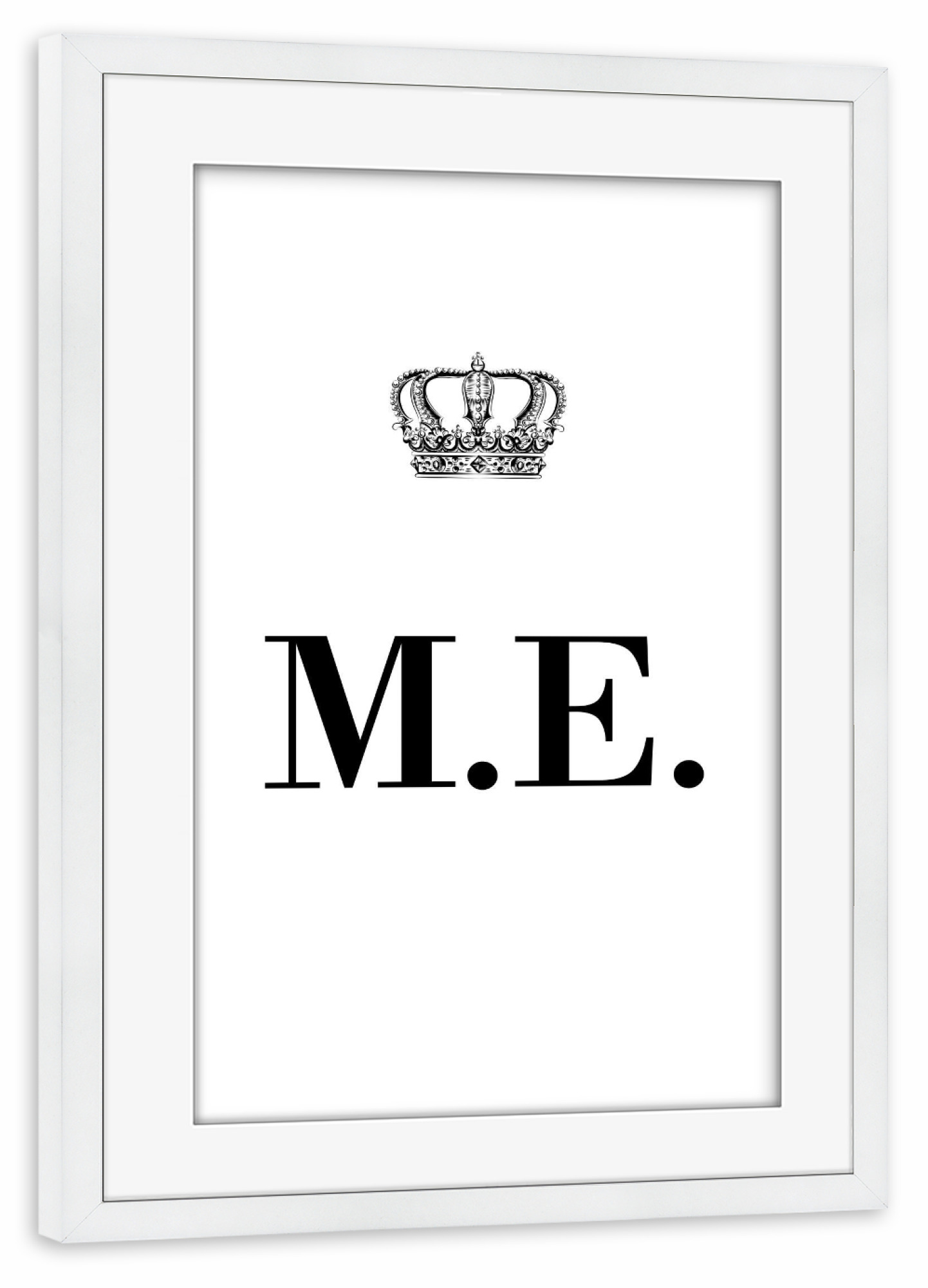 Poster mit Rahmen weiß "King ME" artboxONE - Schwarzweiß,Buchstaben
