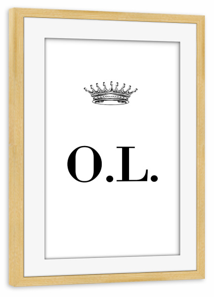 Poster mit Rahmen kiefer "Queen OL" artboxONE - Schwarzweiß,Buchstaben