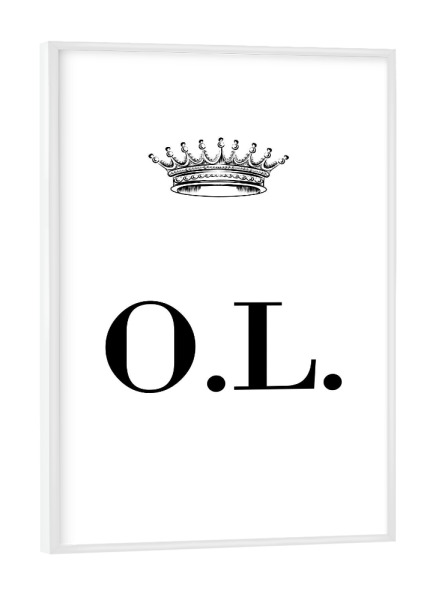Poster mit weißem Rahmen "Queen OL" artboxONE - Schwarzweiß,Buchstaben