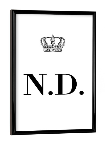 Poster mit schwarzem Rahmen "King ND" artboxONE - Schwarzweiß,Buchstaben