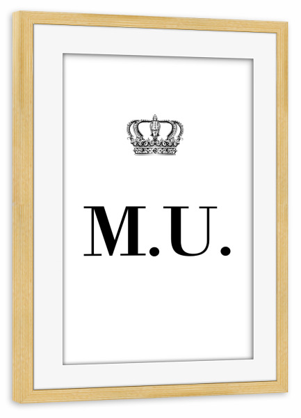 Poster mit Rahmen kiefer "King MU" artboxONE - Schwarzweiß,Buchstaben