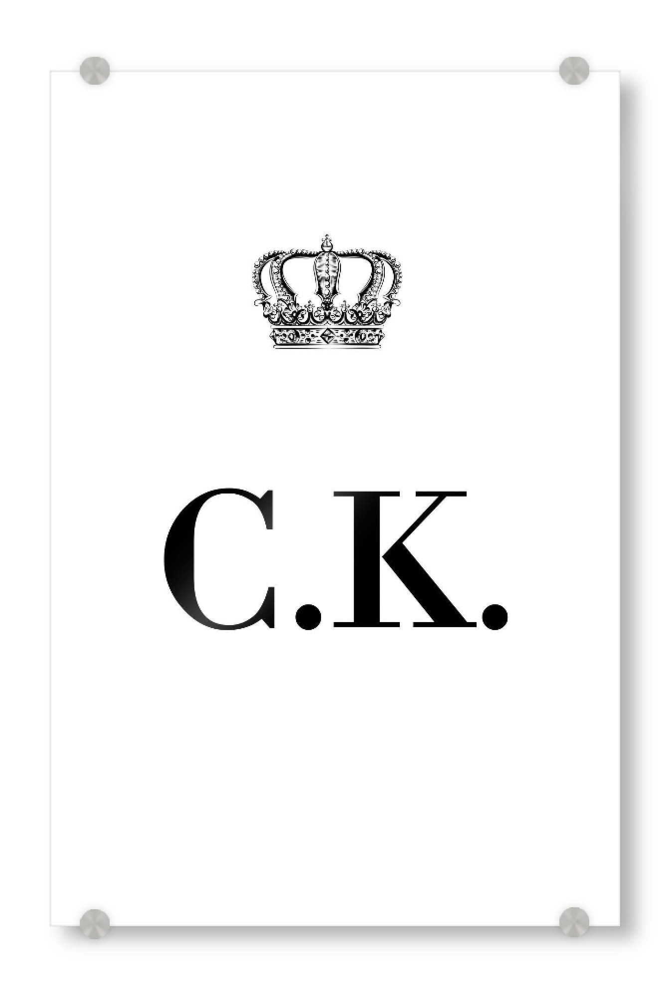 Acrylglasbild "King CK" artboxONE - Schwarzweiß,Buchstaben