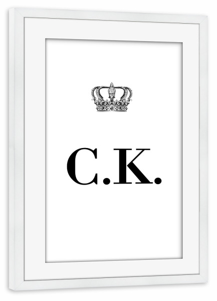 Poster mit Rahmen weiß "King CK" artboxONE - Schwarzweiß,Buchstaben