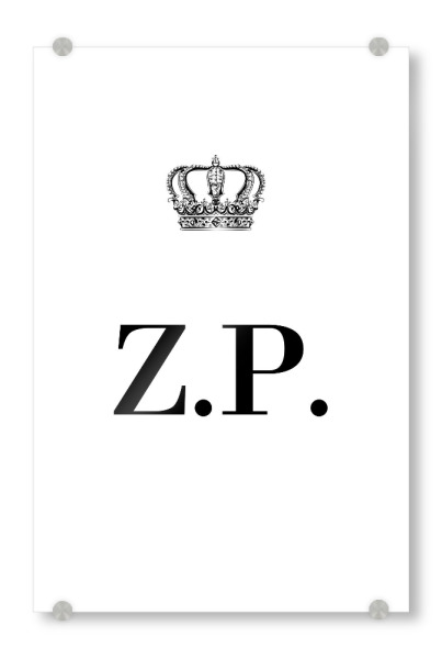 Acrylglasbild "King ZP" artboxONE - Schwarzweiß,Buchstaben
