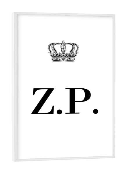 Poster mit weißem Rahmen "King ZP" artboxONE - Schwarzweiß,Buchstaben
