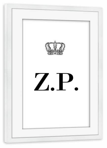 Poster mit Rahmen weiß "King ZP" artboxONE - Schwarzweiß,Buchstaben