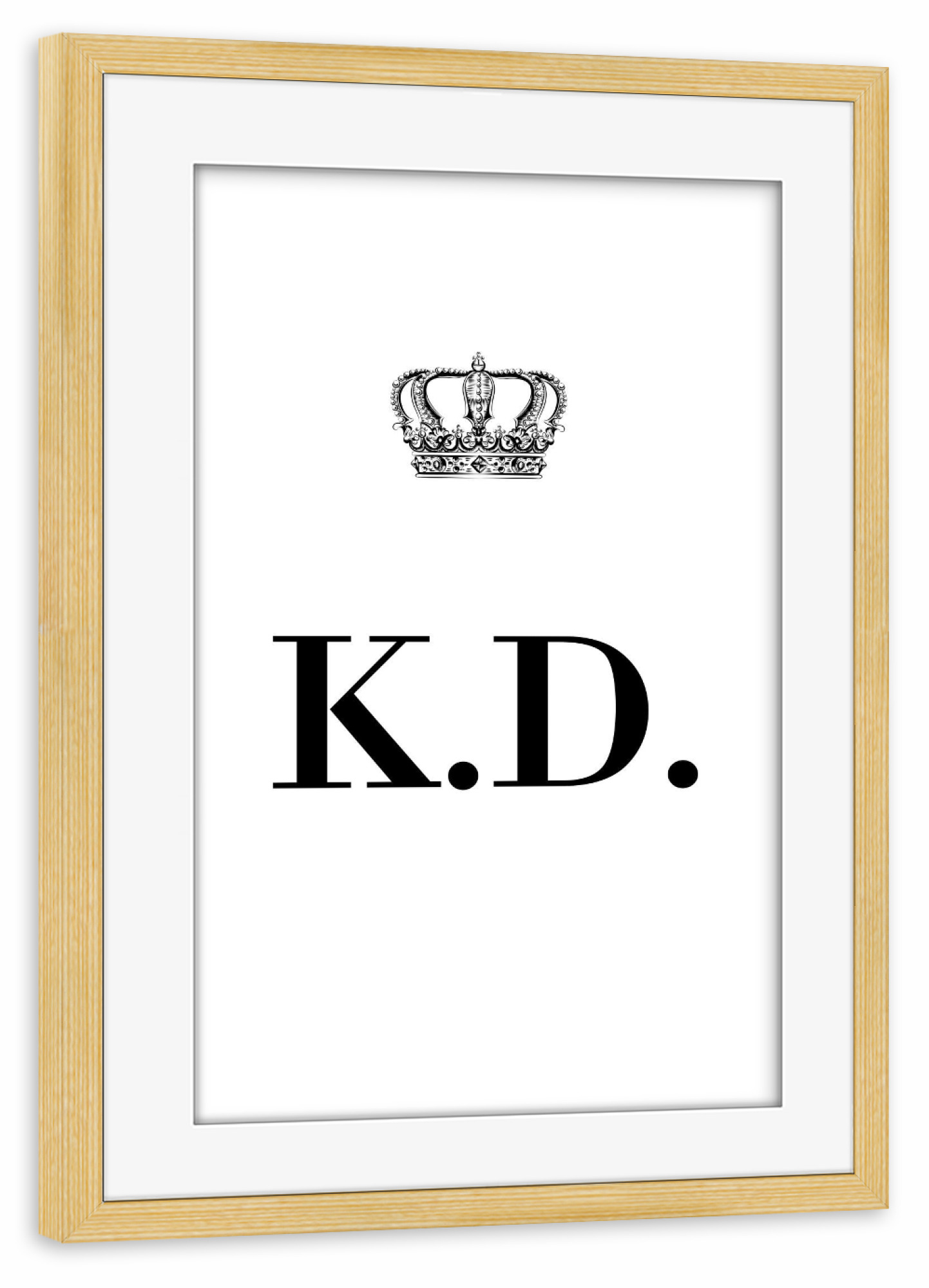 Poster mit Rahmen kiefer "King KD" artboxONE - Schwarzweiß,Buchstaben
