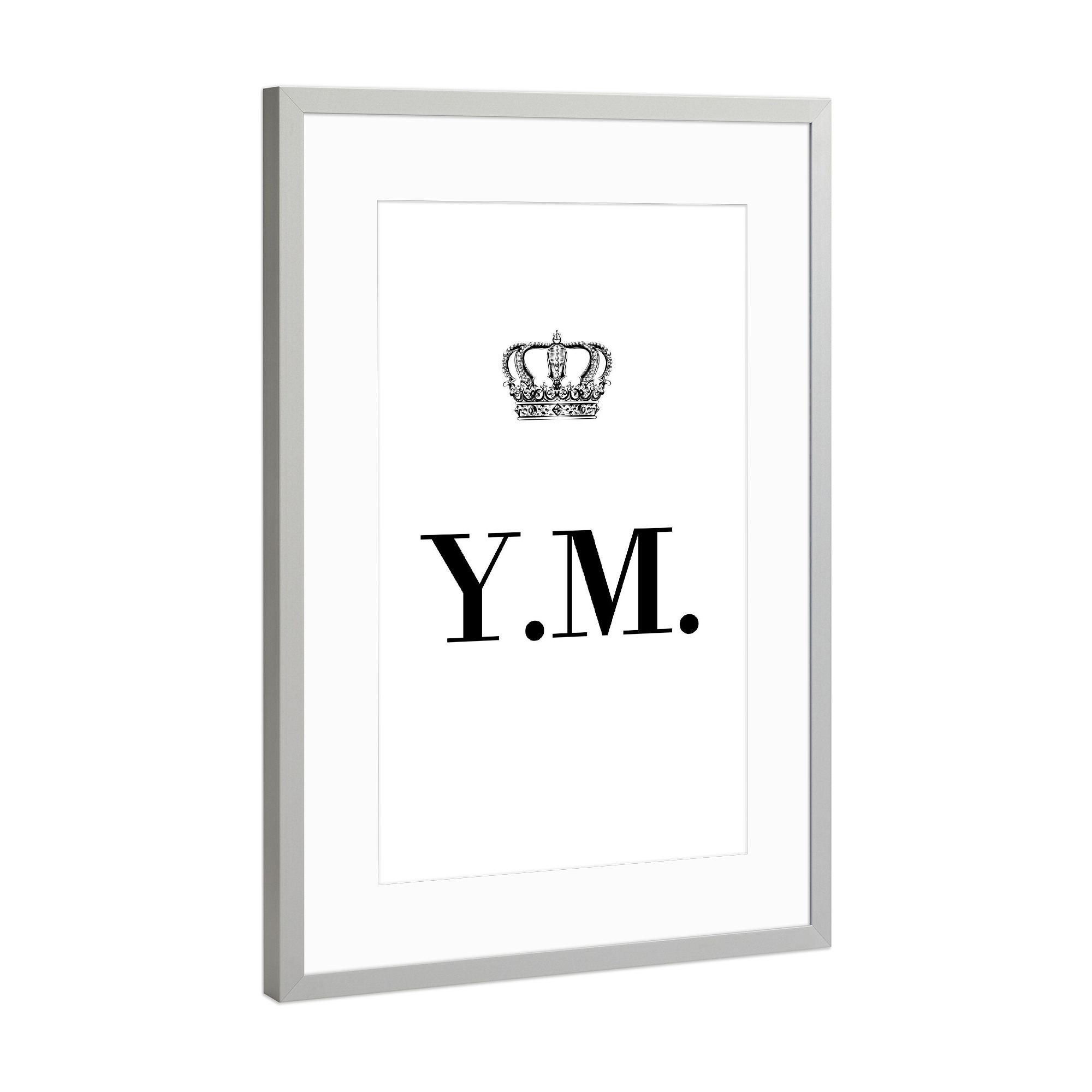 Poster mit Rahmen Silber "King YM" artboxONE - Schwarzweiß,Buchstaben