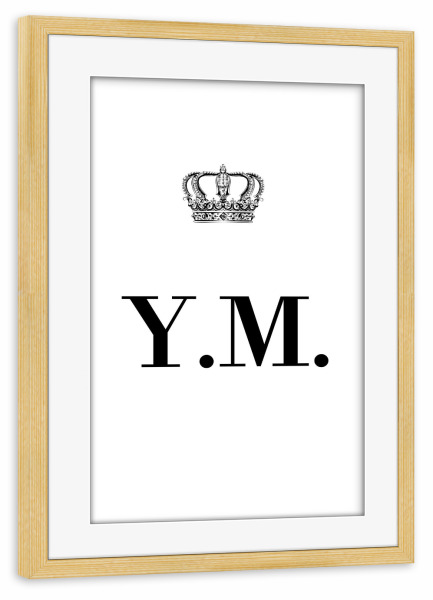 Poster mit Rahmen kiefer "King YM" artboxONE - Schwarzweiß,Buchstaben