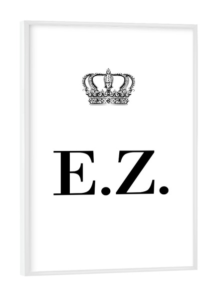 Poster mit weißem Rahmen "King EZ" artboxONE - Schwarzweiß,Buchstaben