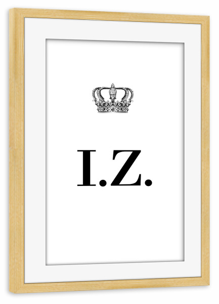 Poster mit Rahmen kiefer "King IZ" artboxONE - Schwarzweiß,Buchstaben