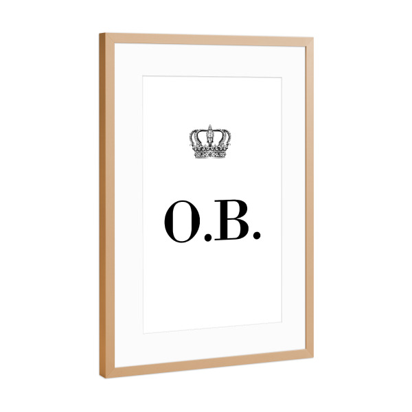 Poster mit Rahmen Kupfer "King OB" artboxONE - Schwarzweiß,Buchstaben