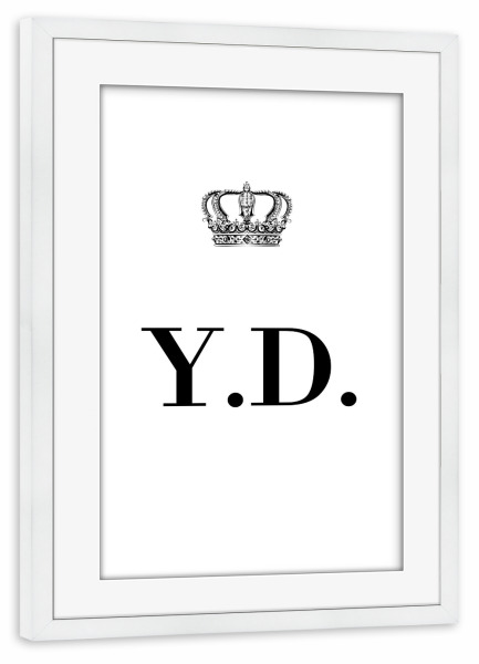 Poster mit Rahmen weiß "King YD" artboxONE - Schwarzweiß,Buchstaben