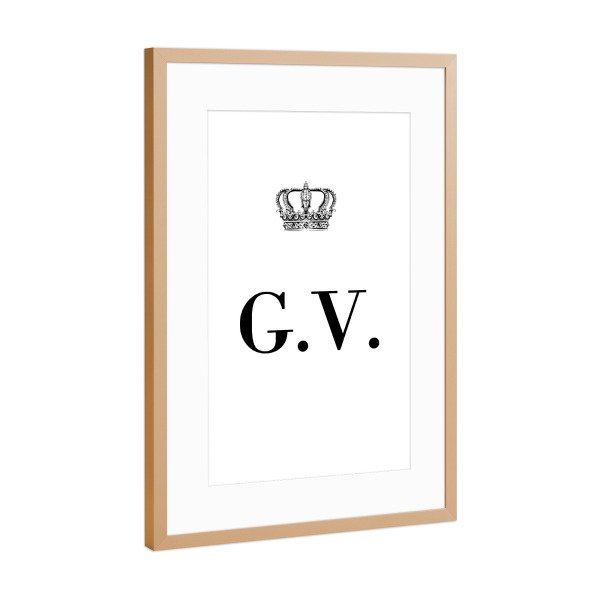 Poster mit Rahmen Kupfer "King GV" artboxONE - Schwarzweiß,Buchstaben
