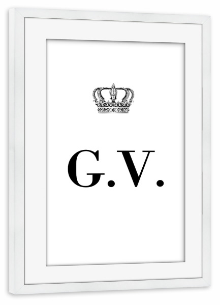 Poster mit Rahmen weiß "King GV" artboxONE - Schwarzweiß,Buchstaben