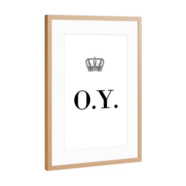 Poster mit Rahmen Kupfer "King OY" artboxONE - Schwarzweiß,Buchstaben