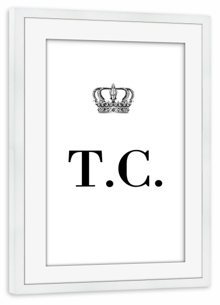 Poster mit Rahmen weiß "King TC" artboxONE - Schwarzweiß,Buchstaben