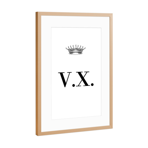 Poster mit Rahmen Kupfer "Queen VX" artboxONE - Schwarzweiß,Buchstaben