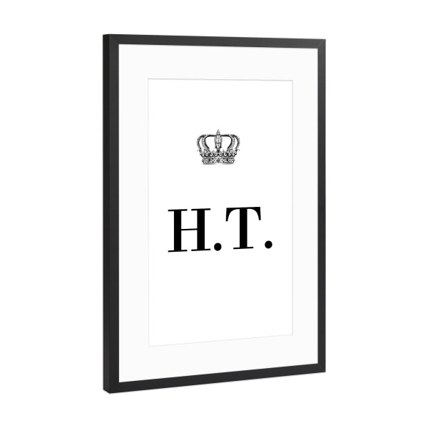Poster mit Rahmen Schwarz (Metallic) "King HT" artboxONE - Schwarzweiß,Buchstaben