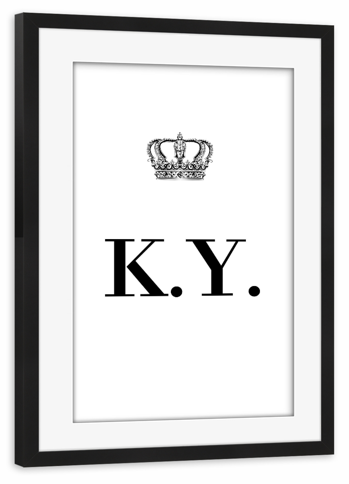 Poster mit Rahmen schwarz "King KY" artboxONE - Schwarzweiß,Buchstaben