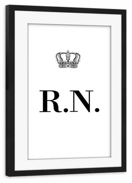 Poster mit Rahmen schwarz "King RN" artboxONE - Schwarzweiß,Buchstaben