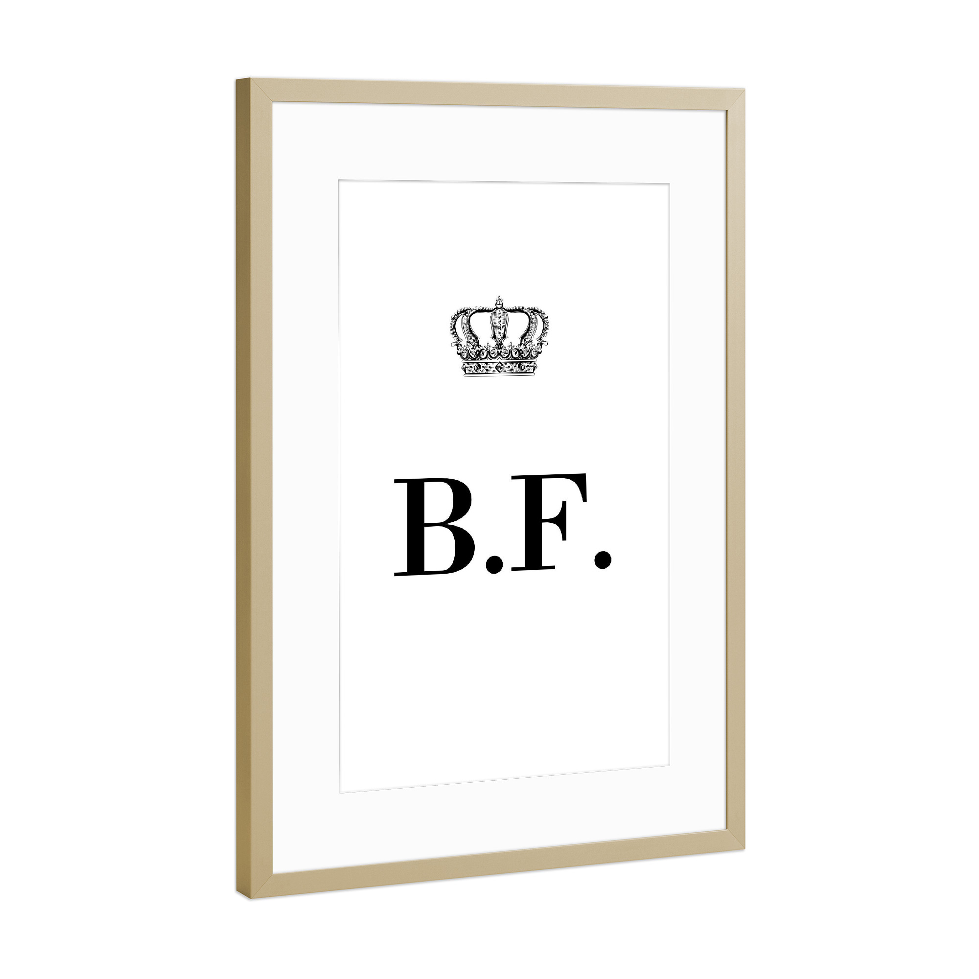 Poster mit Rahmen Gold "King BF" artboxONE - Schwarzweiß,Buchstaben
