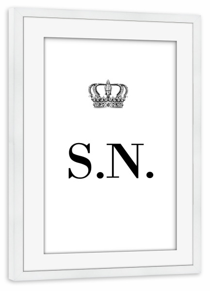 Poster mit Rahmen weiß "King SN" artboxONE - Schwarzweiß,Buchstaben