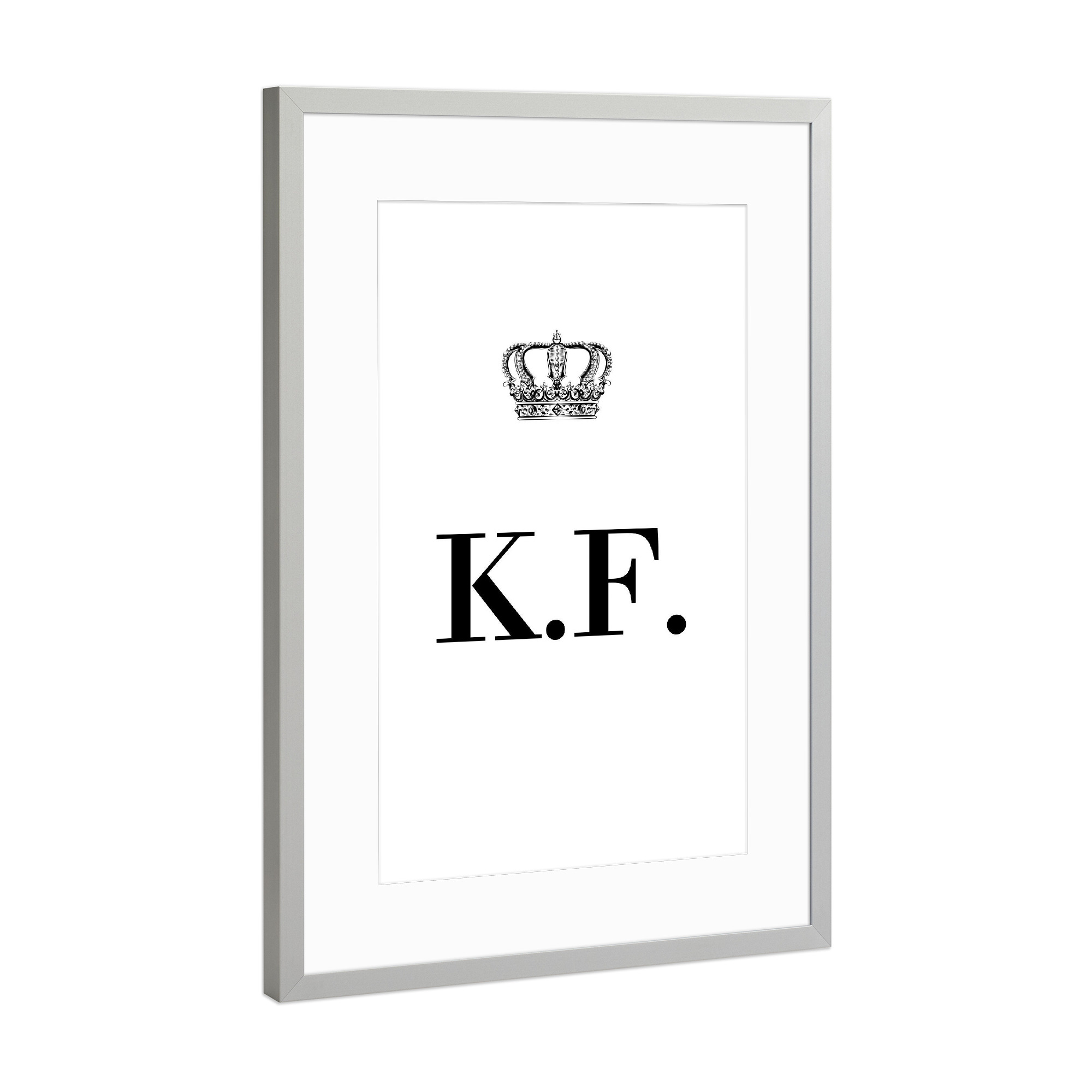 Poster mit Rahmen Silber "King KF" artboxONE - Schwarzweiß,Buchstaben