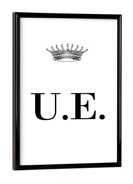 Poster mit schwarzem Rahmen "Queen UE" artboxONE - Schwarzweiß,Buchstaben
