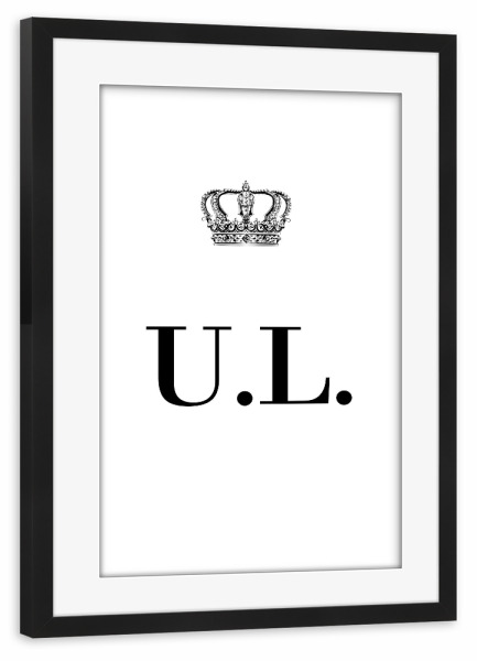 Poster mit Rahmen schwarz "King UL" artboxONE - Schwarzweiß,Buchstaben