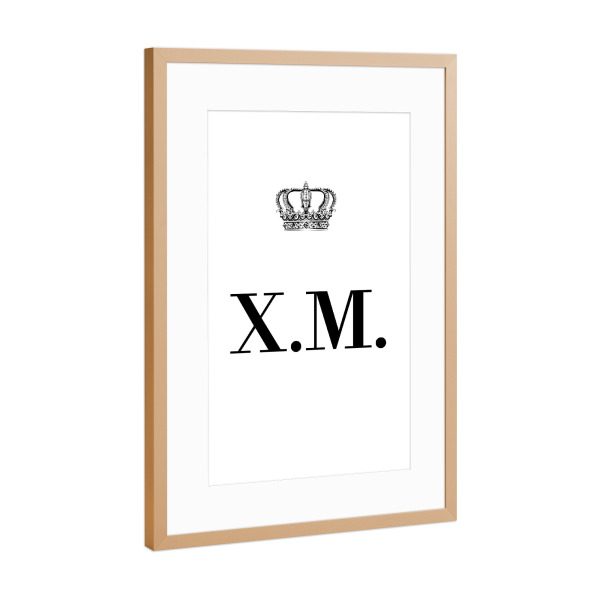 Poster mit Rahmen Kupfer "King XM" artboxONE - Schwarzweiß,Buchstaben