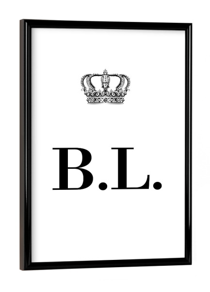 Poster mit schwarzem Rahmen "King BL" artboxONE - Schwarzweiß,Buchstaben