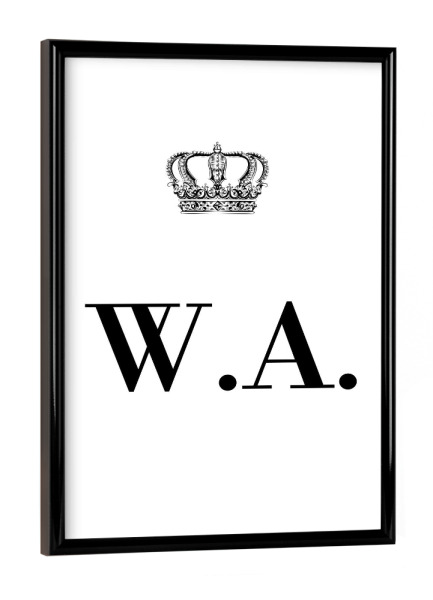 Poster mit schwarzem Rahmen "King WA" artboxONE - Schwarzweiß,Buchstaben