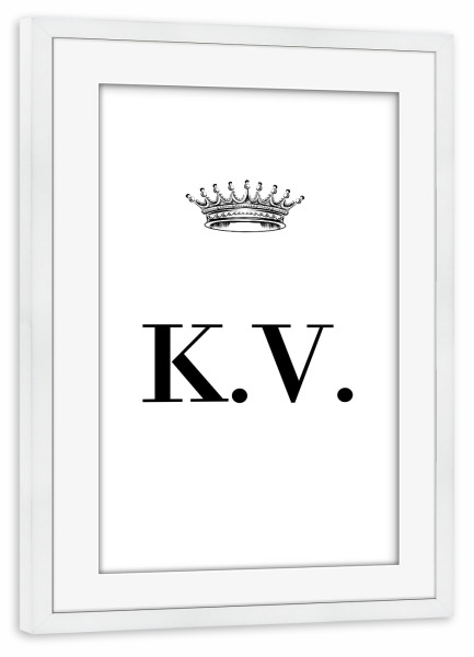 Poster mit Rahmen weiß "Queen KV" artboxONE - Schwarzweiß,Buchstaben