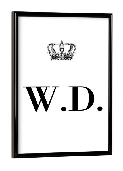 Poster mit schwarzem Rahmen "King WD" artboxONE - Schwarzweiß,Buchstaben