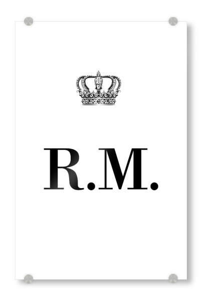 Acrylglasbild "King RM" artboxONE - Schwarzweiß,Buchstaben