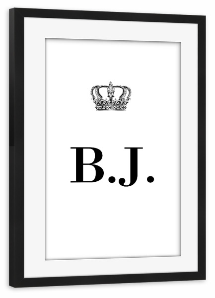 Poster mit Rahmen schwarz "King BJ" artboxONE - Schwarzweiß,Buchstaben