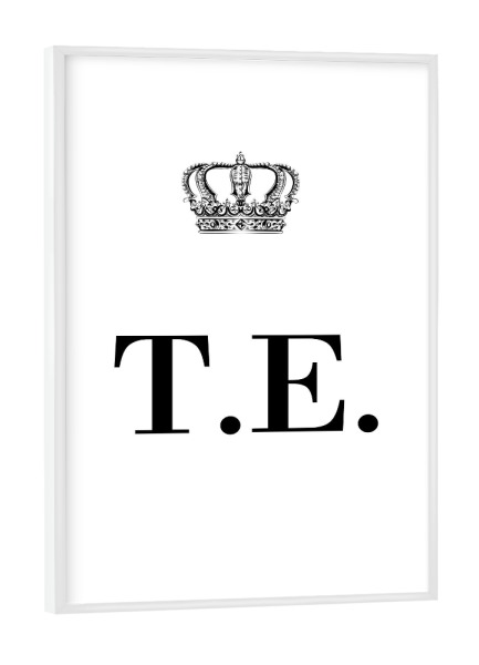 Poster mit weißem Rahmen "King TE" artboxONE - Schwarzweiß,Buchstaben