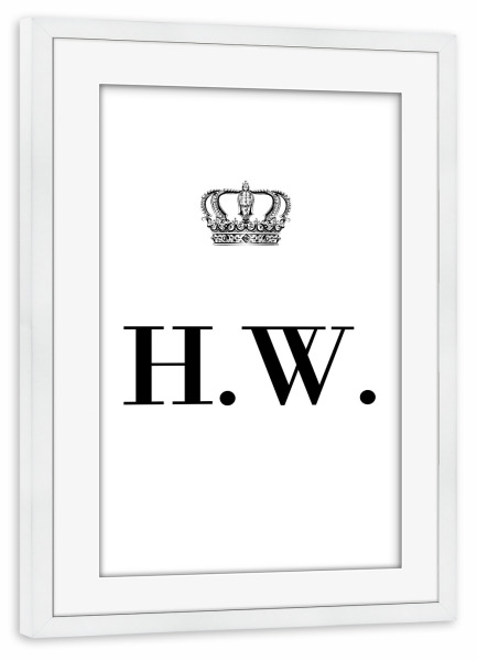 Poster mit Rahmen weiß "King HW" artboxONE - Schwarzweiß,Buchstaben