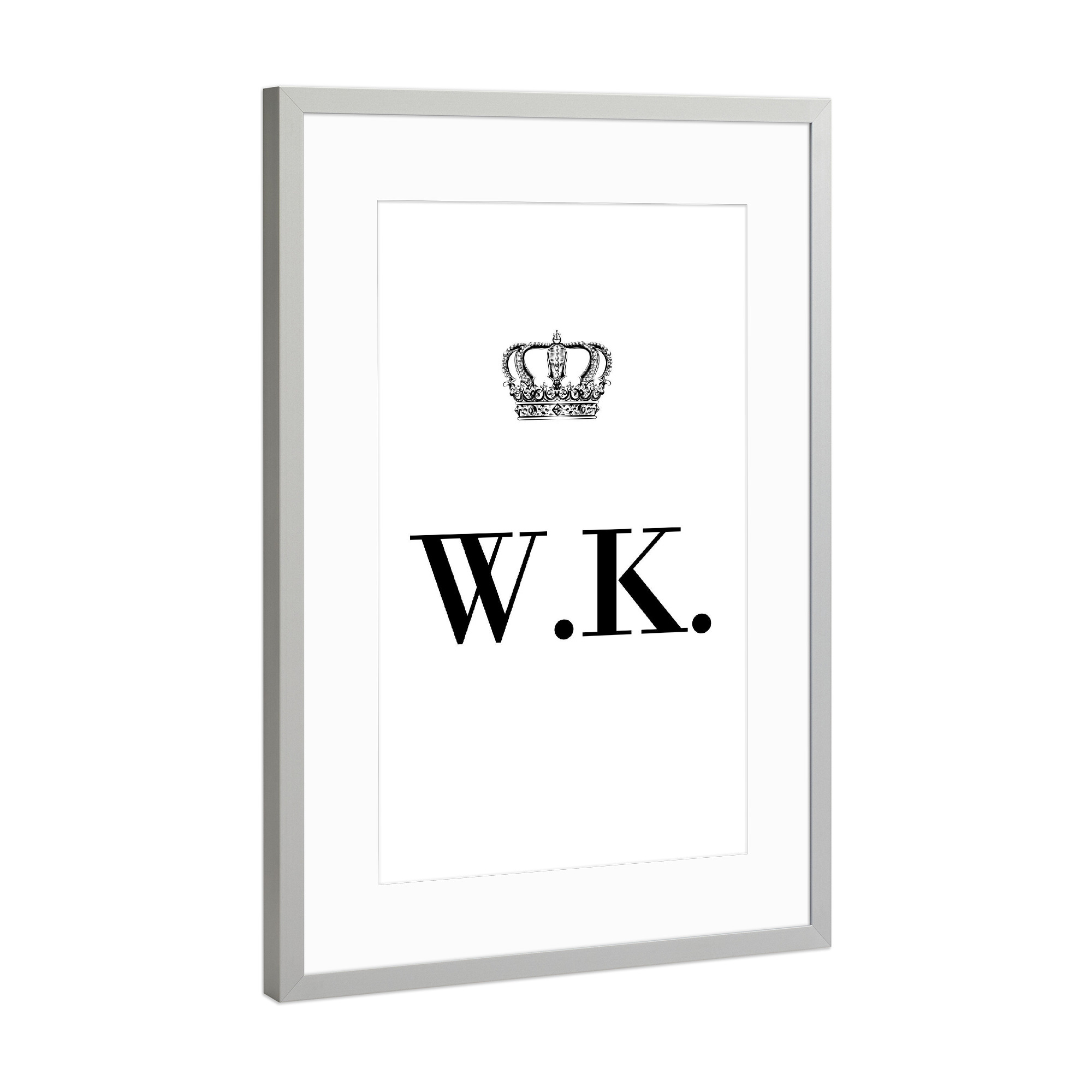 Poster mit Rahmen Silber "King WK" artboxONE - Schwarzweiß,Buchstaben